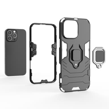 SKALO iPhone 16 Pro Max Armor Hybrid Metallring skal - Svart
