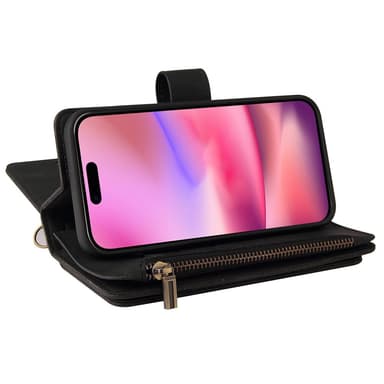 SKALO iPhone 16 Big Wallet 17-FACK Plånboksfodral - Svart