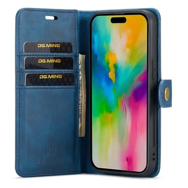 DG MING iPhone 16 Pro Max 2-i-1 Magnet Plånboksfodral - Blå