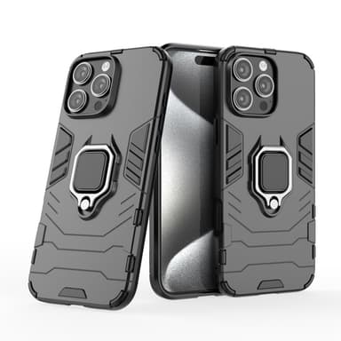 SKALO iPhone 16 Pro Max Armor Hybrid Metallring skal - Svart
