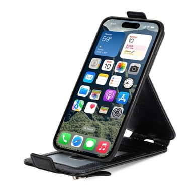 SKALO iPhone 16 Vertical Flip Plånbok - Svart