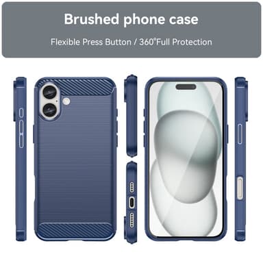SKALO iPhone 16 Plus Armor Carbon Stöttåligt TPU-skal - Blå