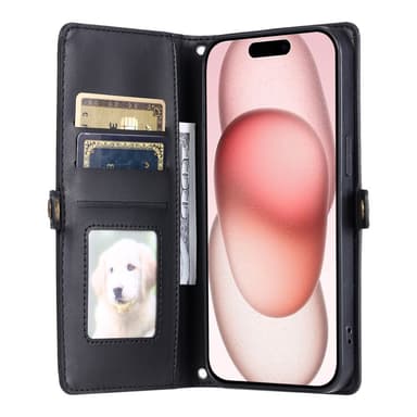 SKALO iPhone 16 Plus Evelope Clutch 5-Fack - Svart