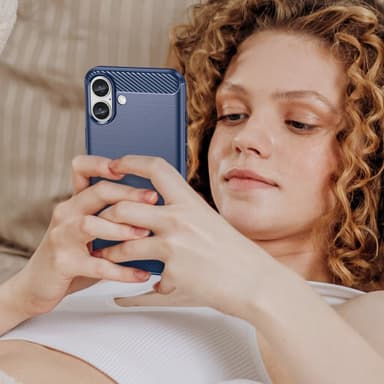 SKALO iPhone 16 Plus Armor Carbon Stöttåligt TPU-skal - Blå