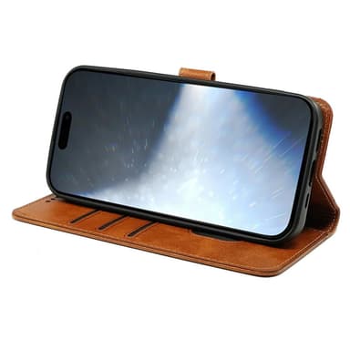 SKALO iPhone 16 Plus Plånboksfodral i PU-Läder - Brun