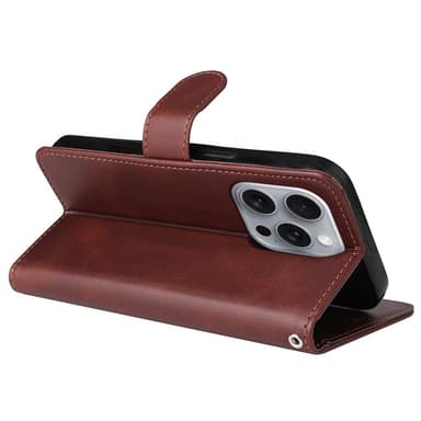 SKALO iPhone 16 Pro Max PU-Läder Plånboksfodral - Brun