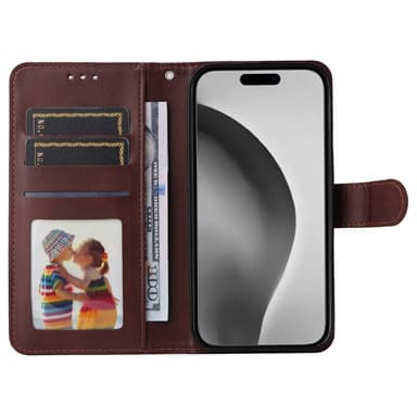 SKALO iPhone 16 Pro Max PU-Läder Plånboksfodral - Brun