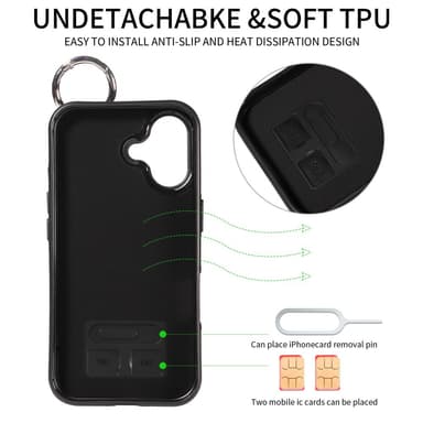 SKALO iPhone 16 PU-Läder Korthållare med Ring Skal - Roséguld