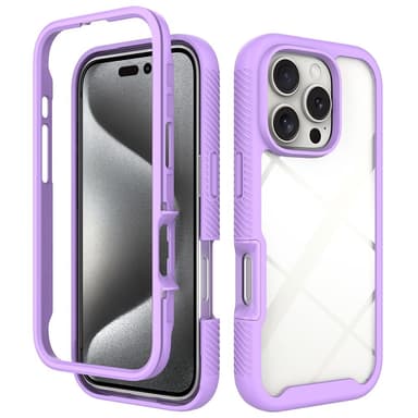 SKALO iPhone 16 Pro Shockproof Clear Hybrid Skal - Lila