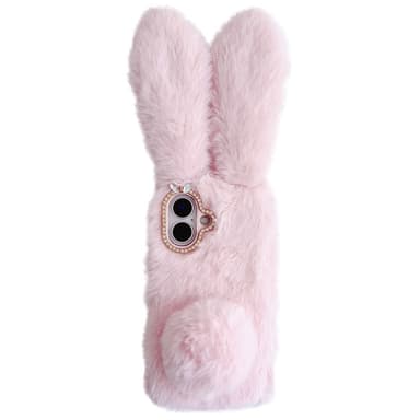 SKALO iPhone 16 3D Soft Furry Bunny Ears Skal - Rosa