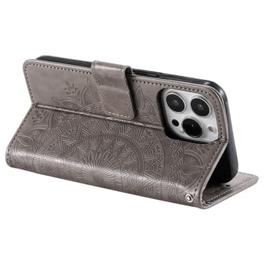 SKALO iPhone 16 Pro Mandala Plånboksfodral - Grå
