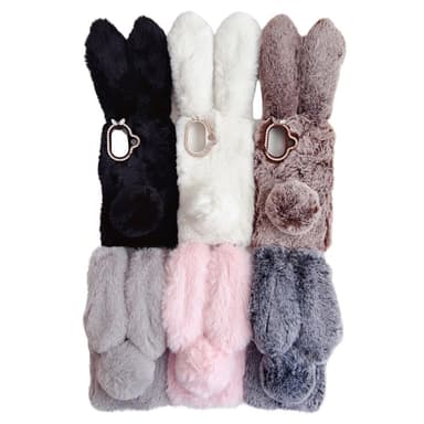 SKALO iPhone 16 3D Soft Furry Bunny Ears Skal - Rosa