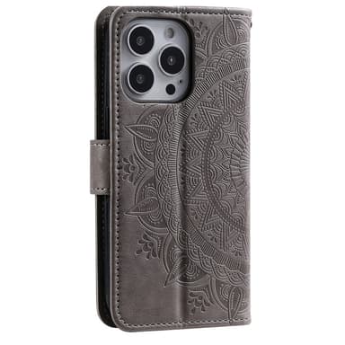 SKALO iPhone 16 Pro Mandala Plånboksfodral - Grå