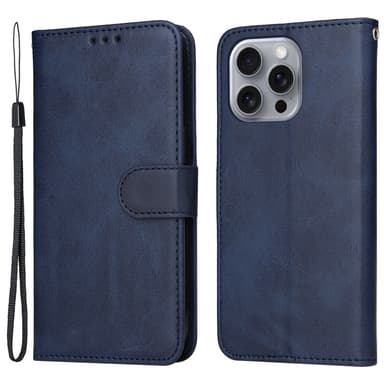 SKALO iPhone 16 Pro Max PU-Läder Plånboksfodral - Blå