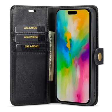 DG MING iPhone 16 Pro 2-i-1 Magnet Plånboksfodral - Svart