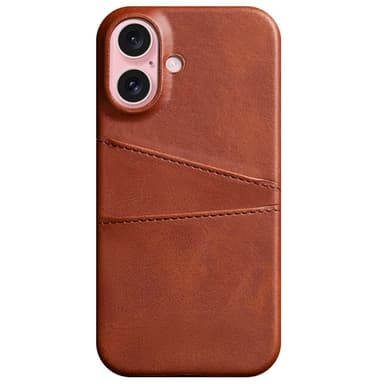SKALO iPhone 16 PU-Läder Korthållare Skal - Brun