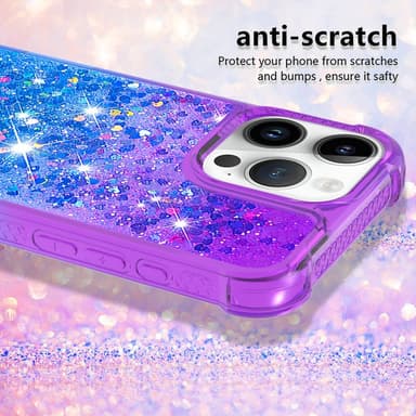 SKALO iPhone 16 Pro Max Kvicksand Glitter Hjärtan TPU-skal - Lila-Blå
