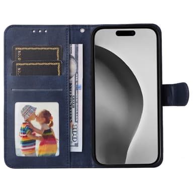 SKALO iPhone 16 Pro Max PU-Läder Plånboksfodral - Blå