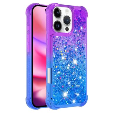SKALO iPhone 16 Pro Max Kvicksand Glitter Hjärtan TPU-skal - Lila-Blå