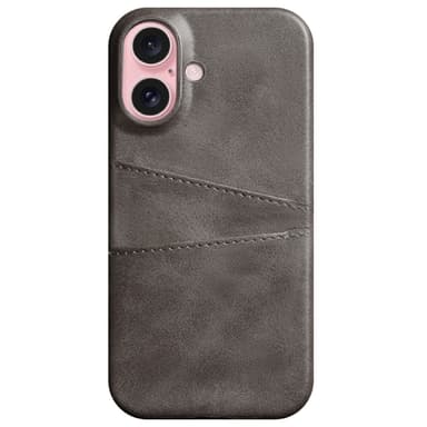 SKALO iPhone 16 PU-Läder Korthållare Skal - Grå