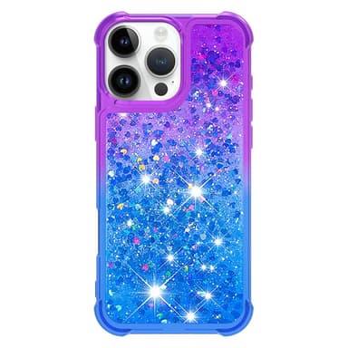 SKALO iPhone 16 Pro Max Kvicksand Glitter Hjärtan TPU-skal - Lila-Blå