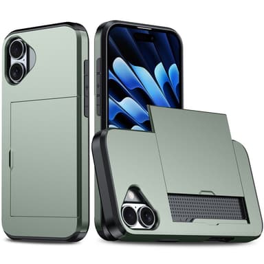SKALO iPhone 16 Plus Armor Skal Korthållare - Grön