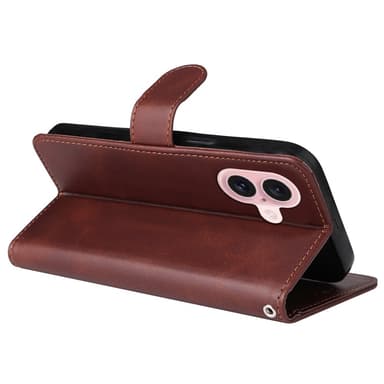 SKALO iPhone 16 PU-Läder Plånboksfodral - Brun