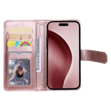 SKALO iPhone 16 Pro 10-FACK Plånboksfodral - Roséguld