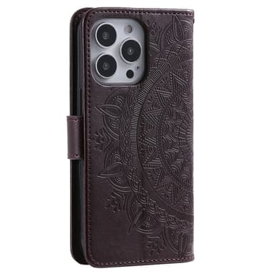 SKALO iPhone 16 Pro Max Mandala Plånboksfodral - Brun