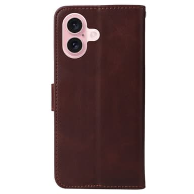 SKALO iPhone 16 PU-Läder Plånboksfodral - Brun