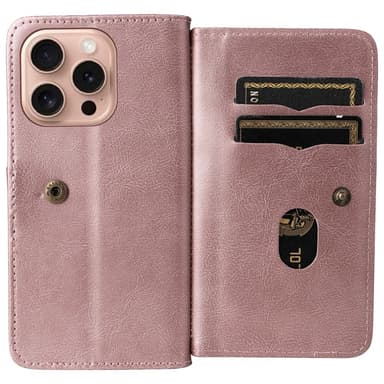 SKALO iPhone 16 Pro 10-FACK Plånboksfodral - Roséguld