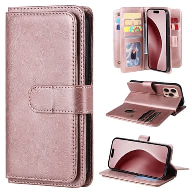 SKALO iPhone 16 Pro 10-FACK Plånboksfodral - Roséguld