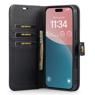 DG MING iPhone 16 2-i-1 Magnet Plånboksfodral - Svart