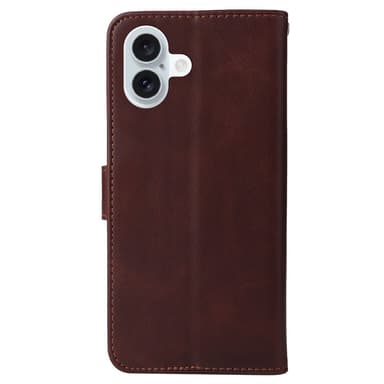 SKALO iPhone 16 Plus PU-Läder Plånboksfodral - Brun