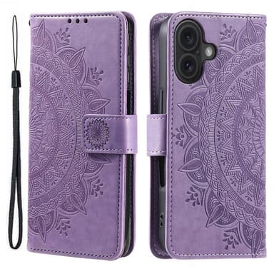 SKALO iPhone 16 Plus Mandala Plånboksfodral - Lila