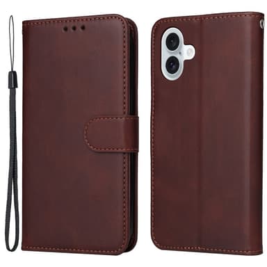 SKALO iPhone 16 Plus PU-Läder Plånboksfodral - Brun
