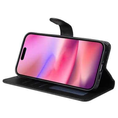 SKALO iPhone 16 PU-Läder Plånboksfodral - Svart