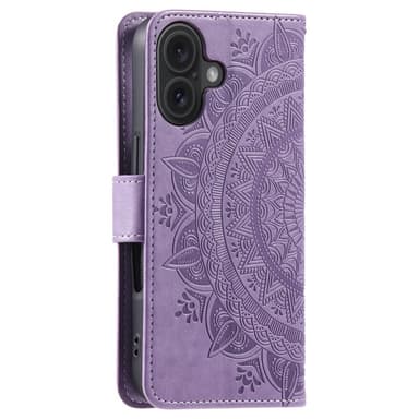 SKALO iPhone 16 Plus Mandala Plånboksfodral - Lila