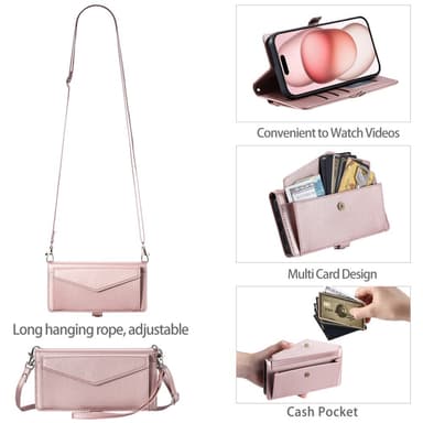 SKALO iPhone 16 Pro Max Evelope Clutch 5-Fack - Roséguld