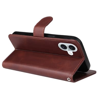 SKALO iPhone 16 Plus PU-Läder Plånboksfodral - Brun