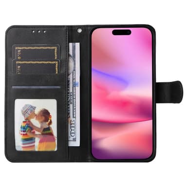 SKALO iPhone 16 PU-Läder Plånboksfodral - Svart