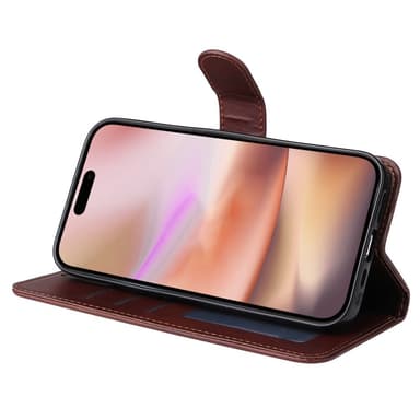 SKALO iPhone 16 Plus PU-Läder Plånboksfodral - Brun
