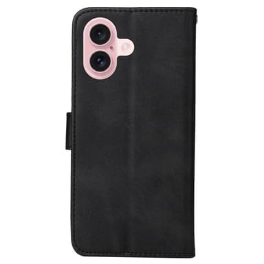 SKALO iPhone 16 PU-Läder Plånboksfodral - Svart
