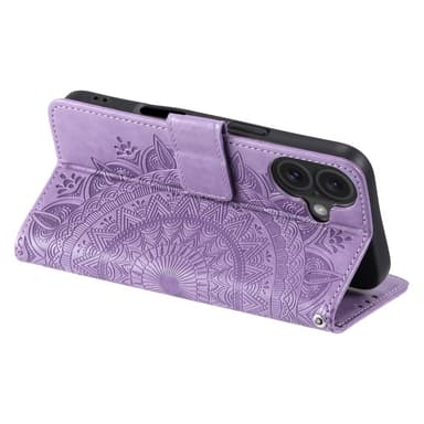 SKALO iPhone 16 Plus Mandala Plånboksfodral - Lila
