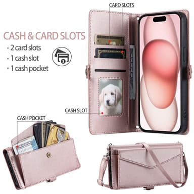 SKALO iPhone 16 Pro Max Evelope Clutch 5-Fack - Roséguld
