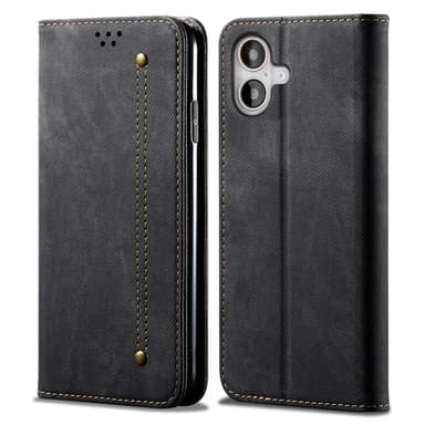 SKALO iPhone 16 Jeans Plånboksfodral - Svart