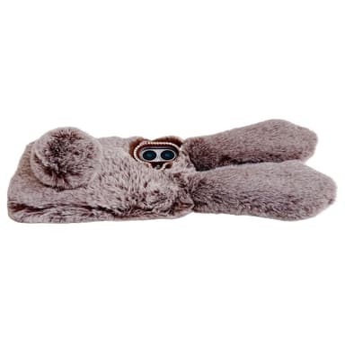 SKALO iPhone 16 3D Soft Furry Bunny Ears Skal - Grå
