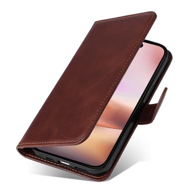 SKALO iPhone 16 Plus PU-Läder Plånboksfodral - Brun