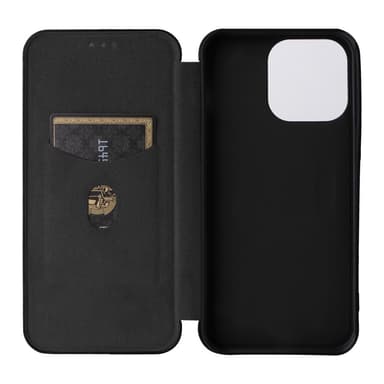 SKALO iPhone 16 Pro Max Carbon Fiber Plånboksfodral - Svart