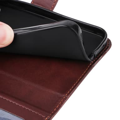 SKALO iPhone 16 Plus PU-Läder Plånboksfodral - Brun